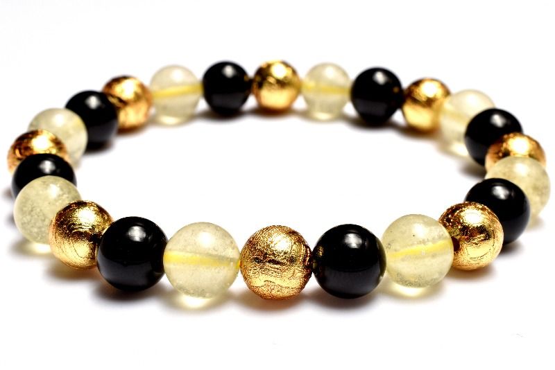 【1点物】贅沢◇宇宙のパワー MIX隕石(アルタイ隕石+黒隕石+リビアングラス)　8mm ブレスレット アクセサリー _MC3249