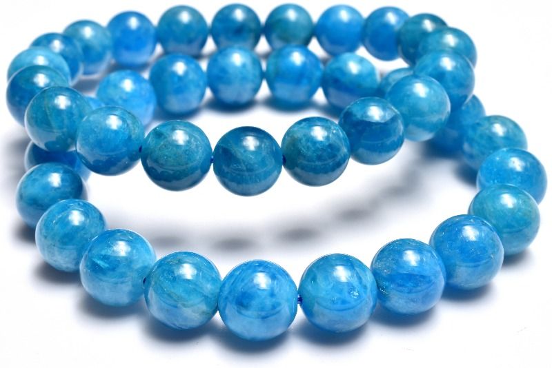 【30％OFF!】爽やかネオン◇ブラジル産 ブルーアパタイト　9.5mm ブレスレット アクセサリー 1個売り _BG6251-95
