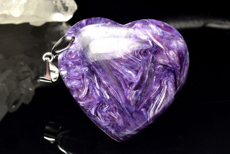 【1点物】Silver925◇シルキーな輝き チャロアイト　30x29mm　ハート ペンダントトップ アクセサリー _PC8413