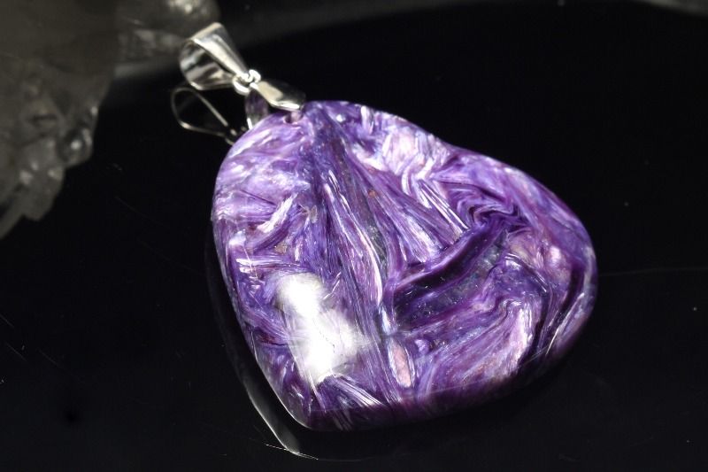 【1点物】Silver925◇シルキーな輝き チャロアイト　30x29mm　ハート ペンダントトップ アクセサリー _PC8413