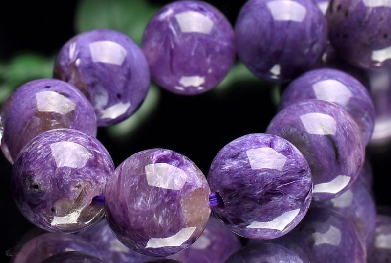 【1点物】シリカ共生◇高発色 チャロアイト　10mm ブレスレット アクセサリー _U8673