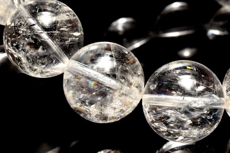 【1点物】ザンビア産◇透明虹入り アイリスクォーツ　14-14.5mm ブレスレット アクセサリー _MC3286