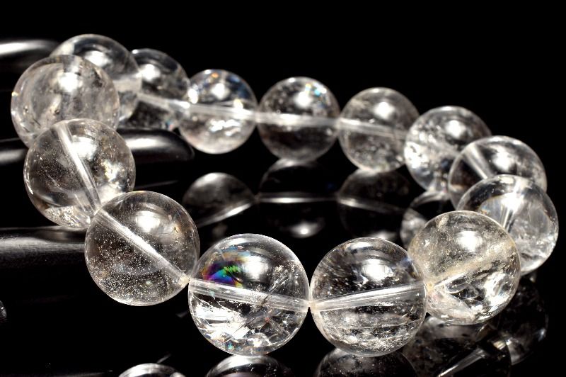 【1点物】ザンビア産◇透明虹入り アイリスクォーツ　16-16.5mm ブレスレット アクセサリー _MC3294