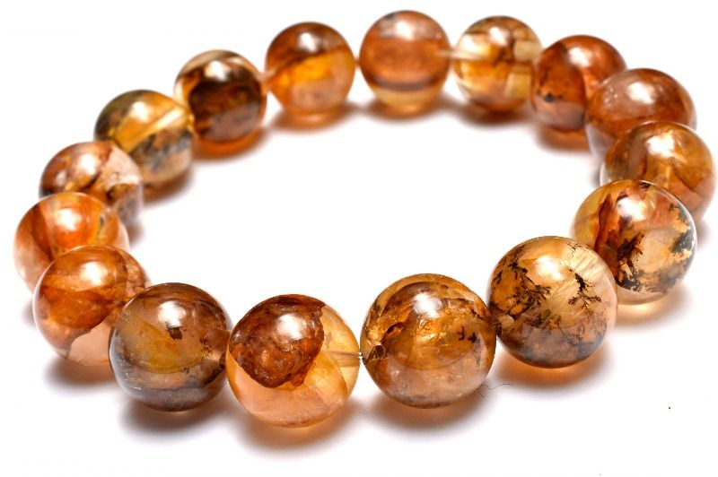 【1点物】植物模様 デンドリティッククォーツ　12.5mm ブレスレット アクセサリー _MC3377