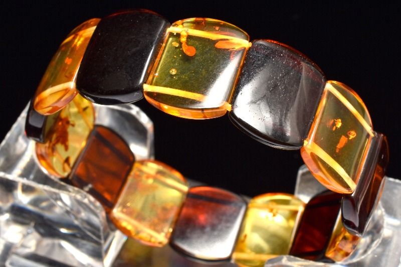 【1点物】バルト海産 MIX琥珀アンバー　13.5-14x17-18mm バングル アクセサリー _MC3588
