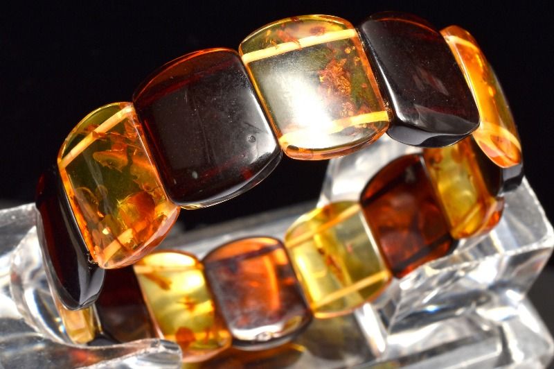 【1点物】バルト海産 MIX琥珀アンバー　13.5-14x17-18mm バングル アクセサリー _MC3588