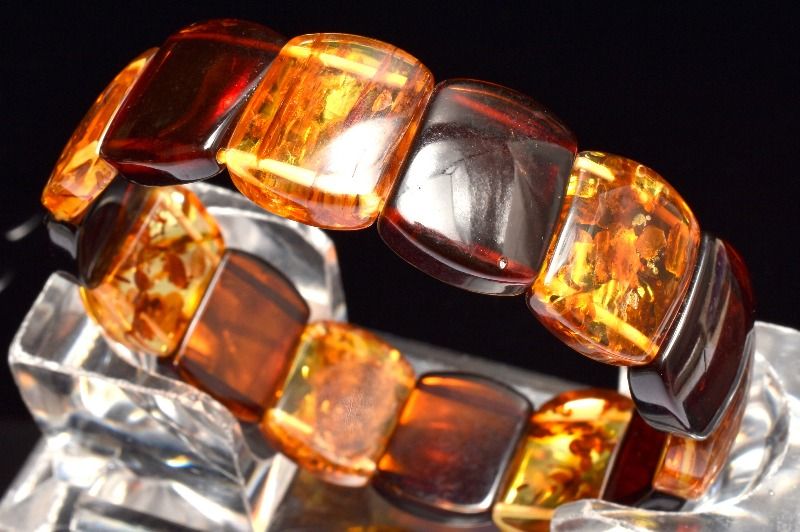 【1点物】バルト海産 MIX琥珀アンバー　13.5-14x16-17mm バングル アクセサリー _MC3589