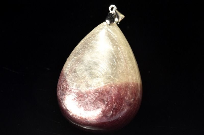 【1点物】Silver925◇雲母の煌めき レピドライト(リチア雲母)　37x28mm　ドロップ ペンダントトップ ア..