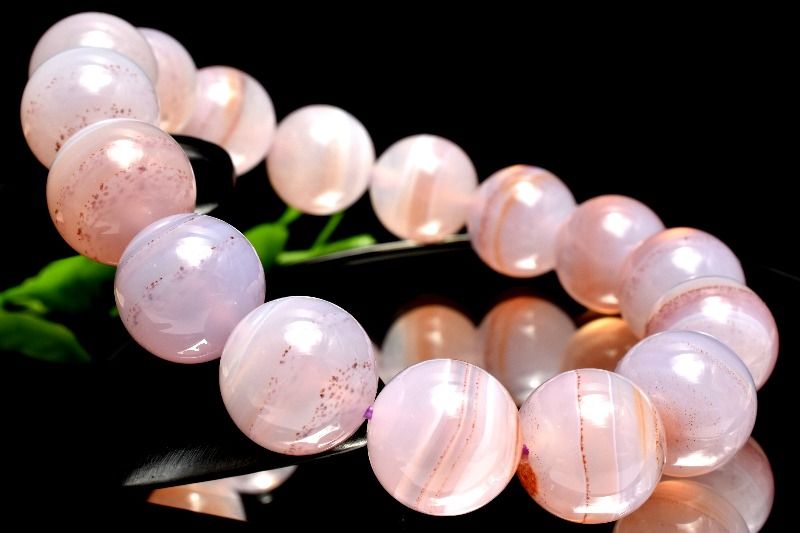 【1点物】淡桃色に溶け込む朱砂の彩り シナバーインカルセドニー　13mm ブレスレット アクセサリー _MC..