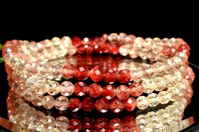 【1点物】AAA☆数量限定！聖石 アンデシン 4.5mm 3連タイプ ボールカットグラデーション ブレスレット アクセサリー _MC3963