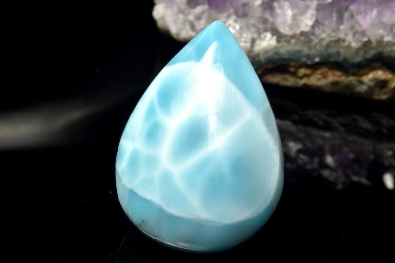 【20％OFF!】【1点物】AAA☆亀甲模様 ラリマー 27x20mm ドロップ ルース ハンドメイド _PC8714