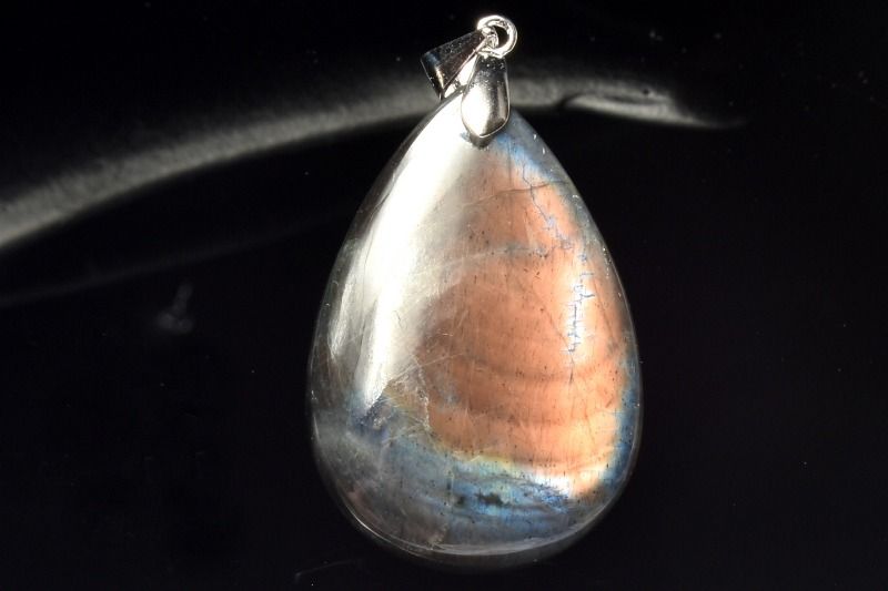 【1点物】Silver925◇暖色シラー ラブラドライト　30x20mm　ドロップ ペンダントトップ アクセサリー _P..