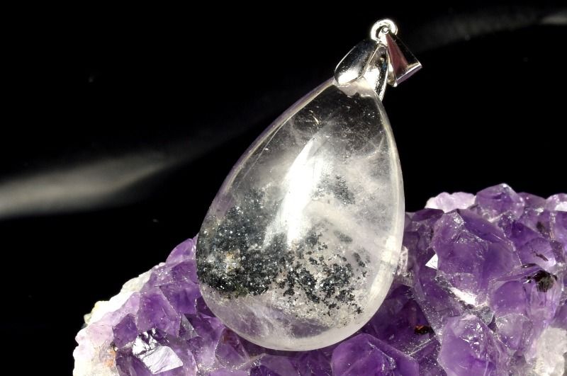 【1点物】Silver925◇内包美 ブラックガーデンクォーツ 27x18mm ドロップ ペンダントトップ アクセサリー _PC8809