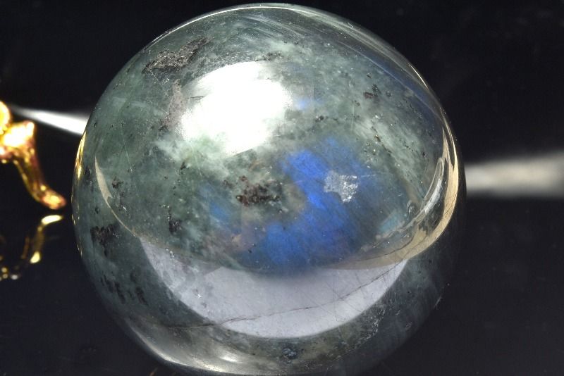  1点物 幻想シラー 迫力の大玉 ラブラドライト 54mm 丸玉 スフィア _C...