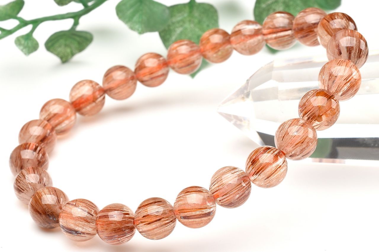 【20％OFF!】【1点物】キャッツアイ効果 ブロンズルチルクォーツ 7.5mm ブレスレット アクセサリー _U8829