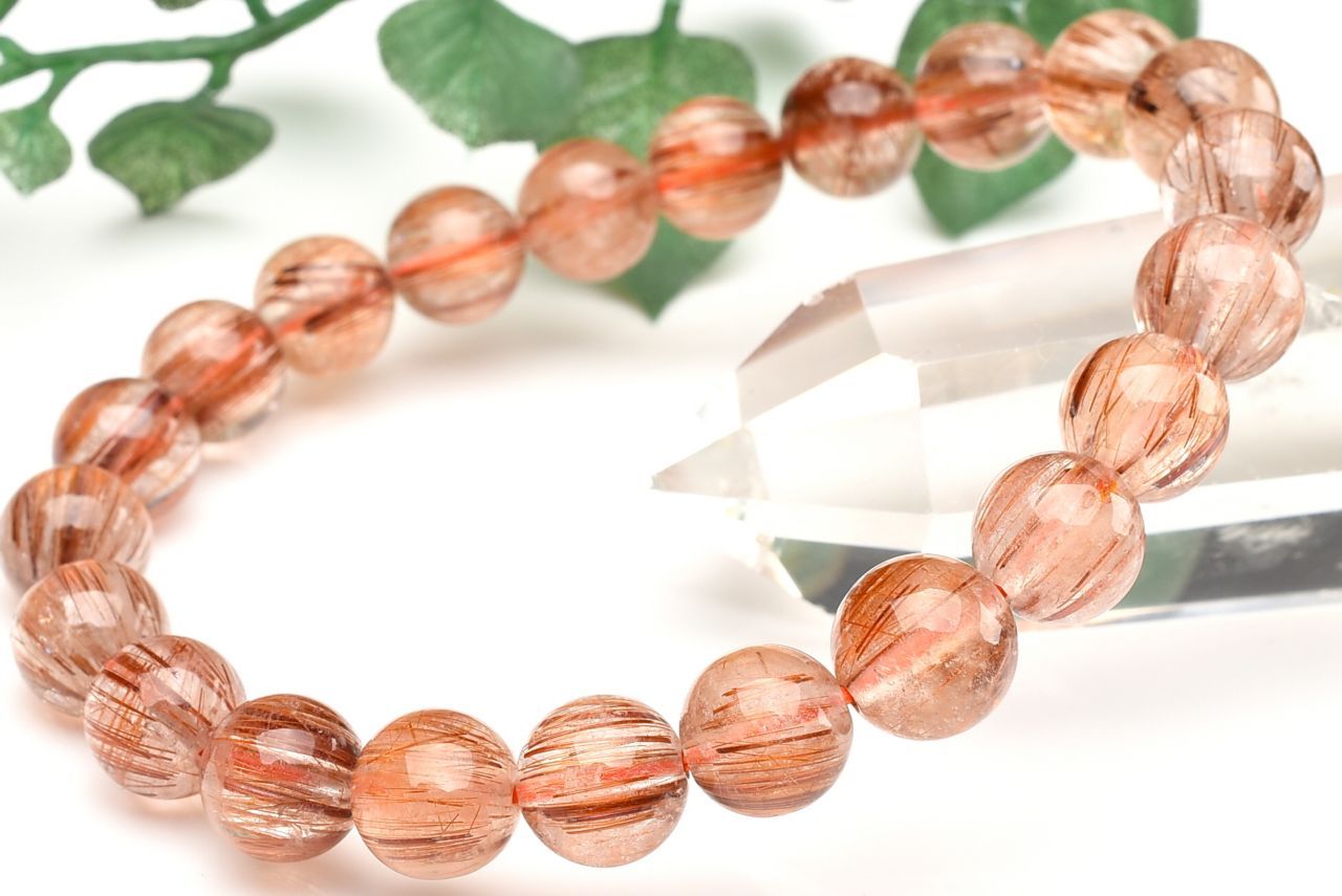 【1点物】キャッツアイ効果 ブロンズルチルクォーツ　8mm ブレスレット アクセサリー _U8831