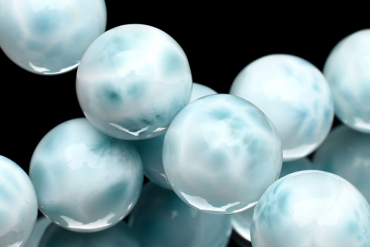 【1点物】美しい波模様 ラリマー　10.5mm ブレスレット アクセサリー _U8847