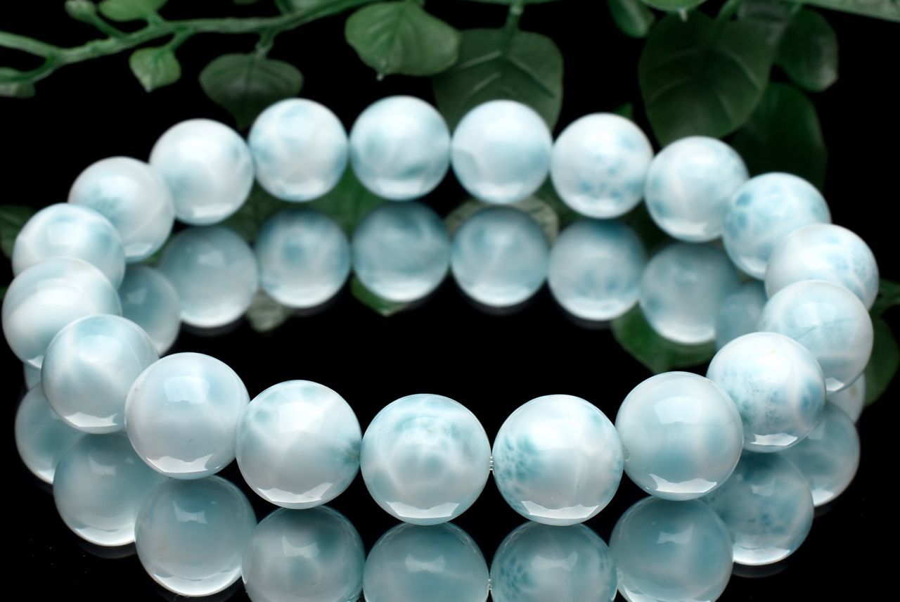 【1点物】美しい波模様 ラリマー　10.5mm ブレスレット アクセサリー _U8847