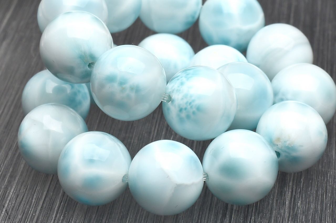 【1点物】美しい波模様 ラリマー　10.5mm ブレスレット アクセサリー _U8847