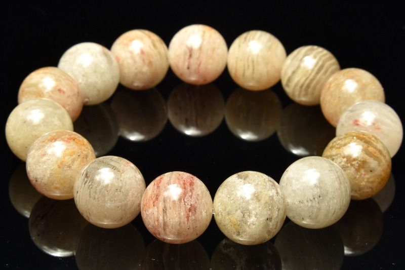 【1点物】希少◇地層模様 ガーデンクォーツ　15mm ブレスレット アクセサリー _MC3969