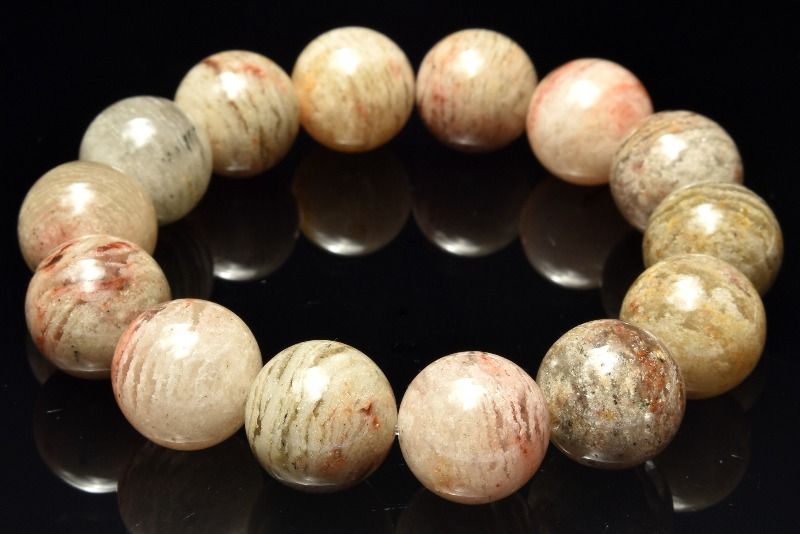 【1点物】希少◇地層模様 ガーデンクォーツ　15.5mm ブレスレット アクセサリー _MC3973