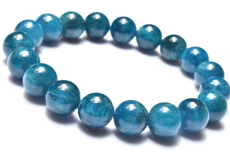 【1点物】爽やかネオン◇ブラジル産 ブルーアパタイト　11mm ブレスレット アクセサリー _MC3996