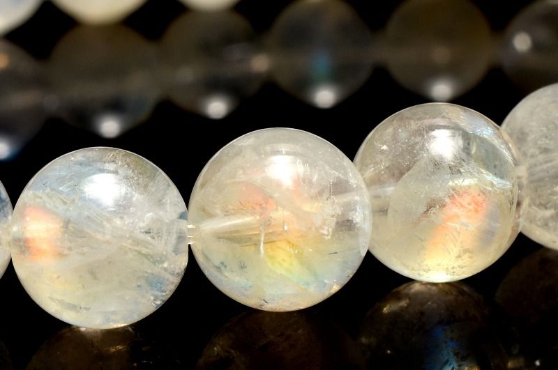 【1点物】AAオーロラシラー☆マダガスカル産 レインボームーンストーン　7.5mm ブレスレット アクセサリー _MC4256(3.0)