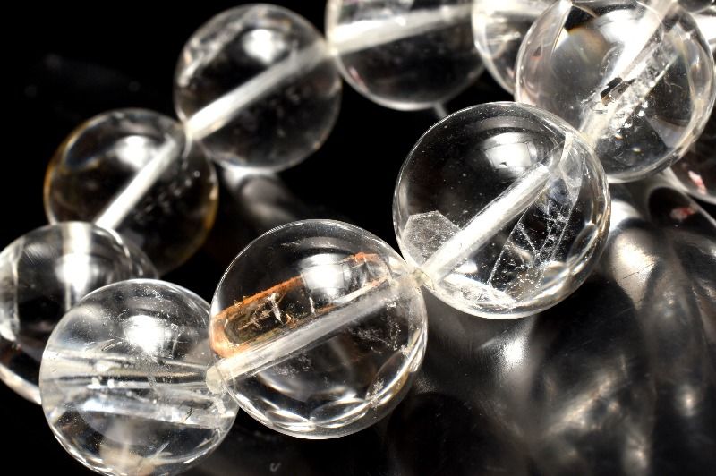 【1点物】数量限定◇希少 クォーツインクォーツ(貫入水晶)　13.5-14.5mm ブレスレット アクセサリー _MC4289(3.0)