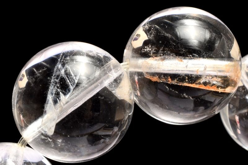 【1点物】数量限定◇希少 クォーツインクォーツ(貫入水晶)　13.5-14.5mm ブレスレット アクセサリー _MC4289