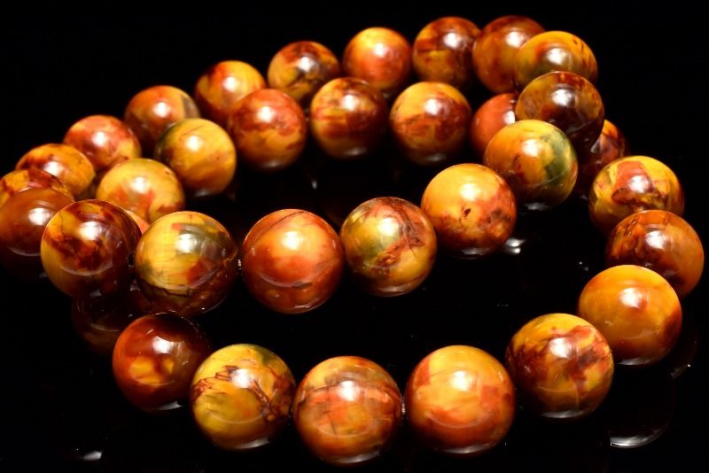 高発色◇マーブル模様 ゴールデンピーターサイト　11-11.5mm ブレスレット アクセサリー 1個売り _BG6299-11-115