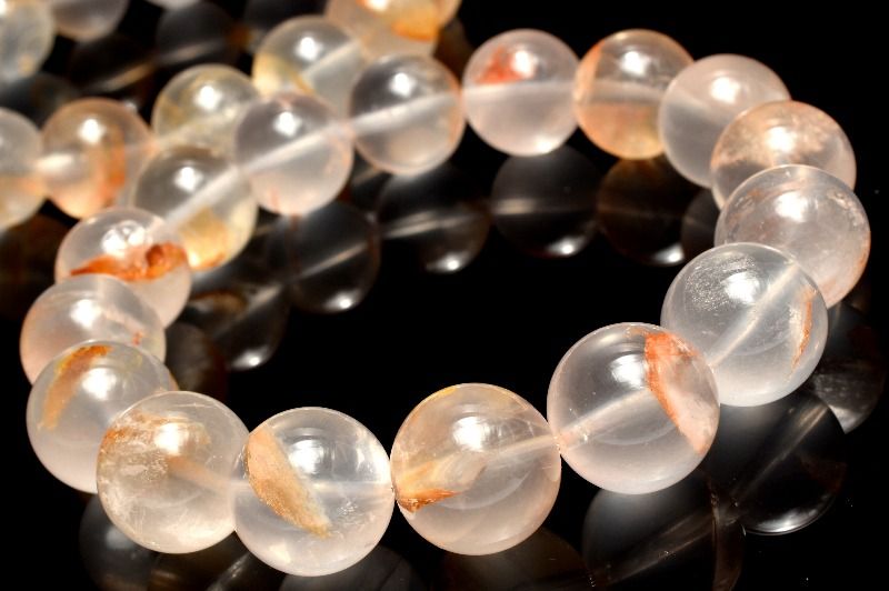 ミルキー ライモナイトインクォーツ　12.5mm ブレスレット アクセサリー 1個売り _BG6307-125