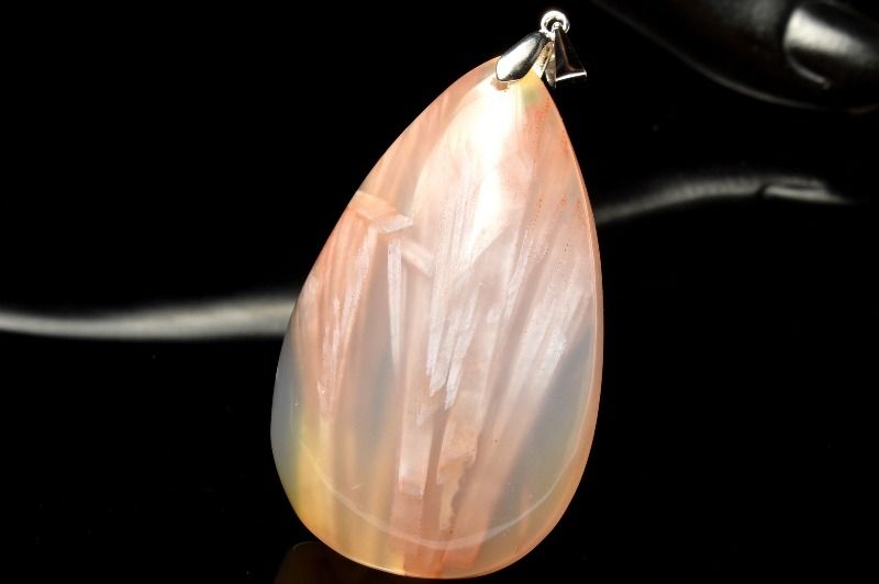 【1点物】Silver925◇ブラジル産 サゲニティックカルセドニー　48x30mm　ドロップ ペンダントトップ ア..