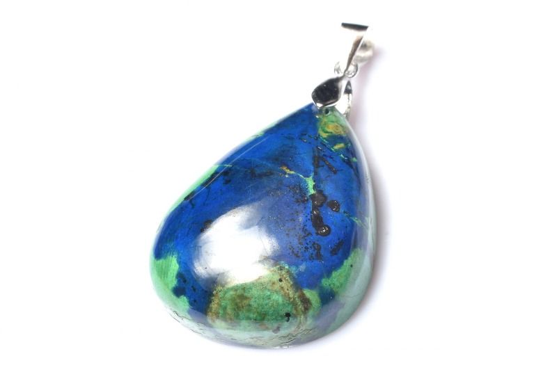 【1点物】Silver925◇高発色 アズライト(藍銅鉱)　25x20mm　ドロップ ペンダントトップ アクセサリー _PC8994