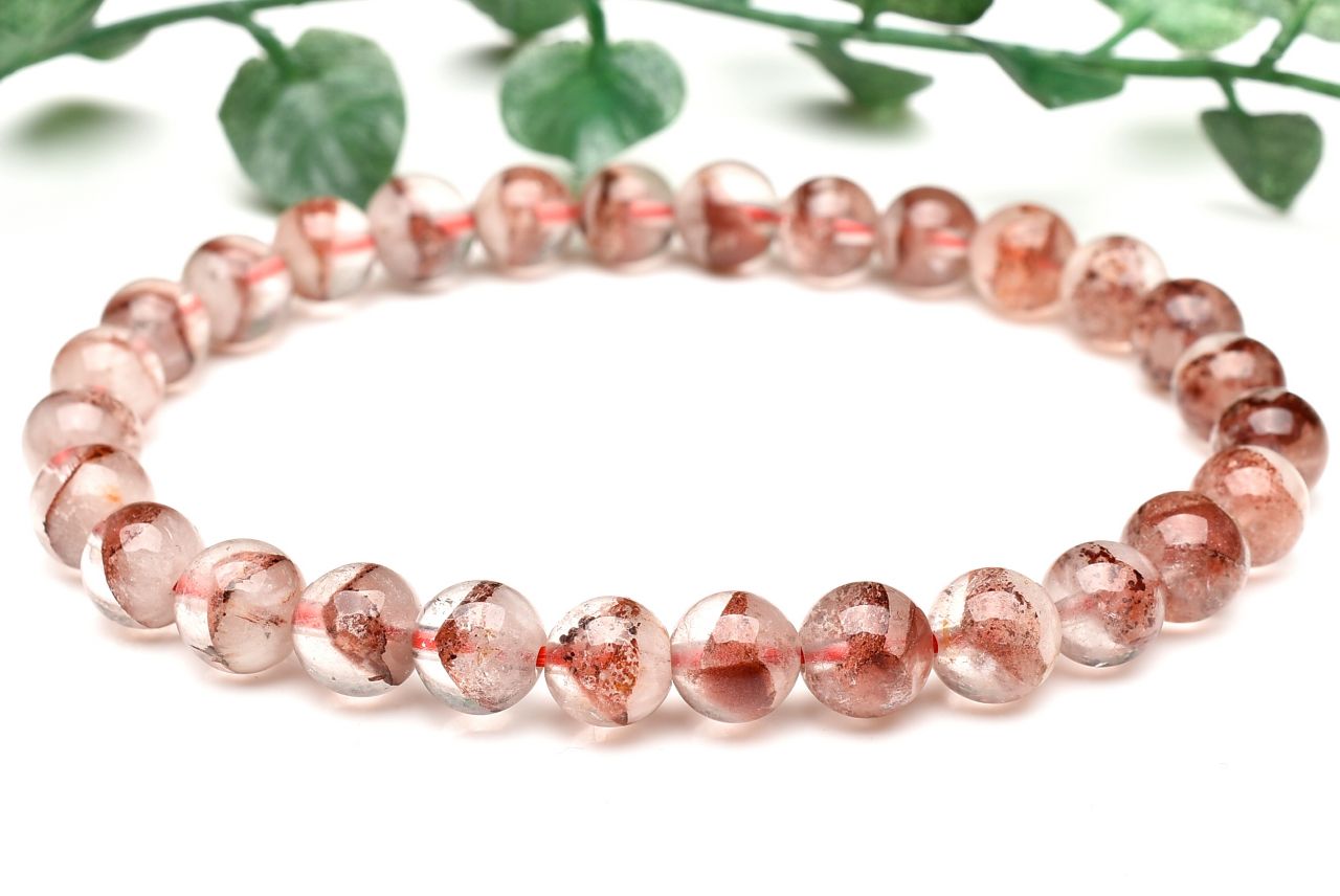  1点物 縁起のいい赤富士 レッドファントムクォーツ 7mm ブレスレット...