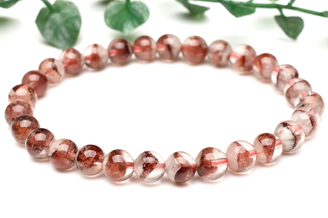  1点物 縁起のいい赤富士 レッドファントムクォーツ 7mm ブレスレット...