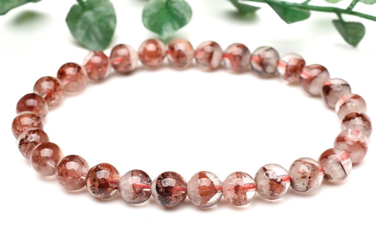  1点物 縁起のいい赤富士 レッドファントムクォーツ 7mm ブレスレット...