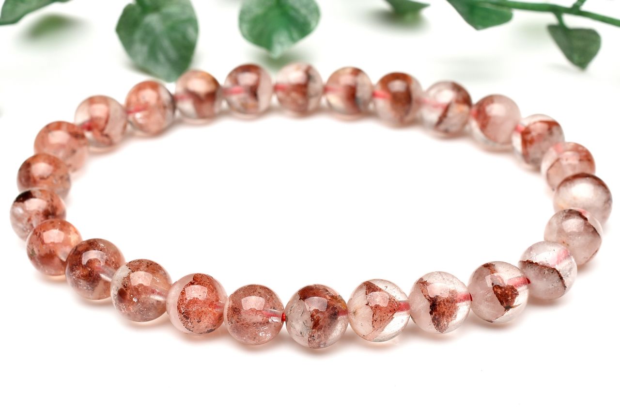  1点物 縁起のいい赤富士 レッドファントムクォーツ 7.5mm ブレスレッ...