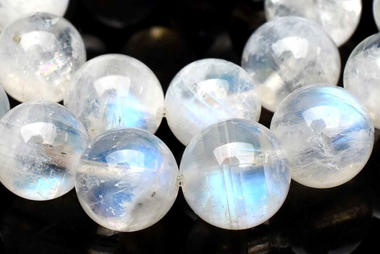 【20％OFF!】【1点物】幻想シラー◇インド産 ムーンストーン　7mm　ブレスレット _U8915