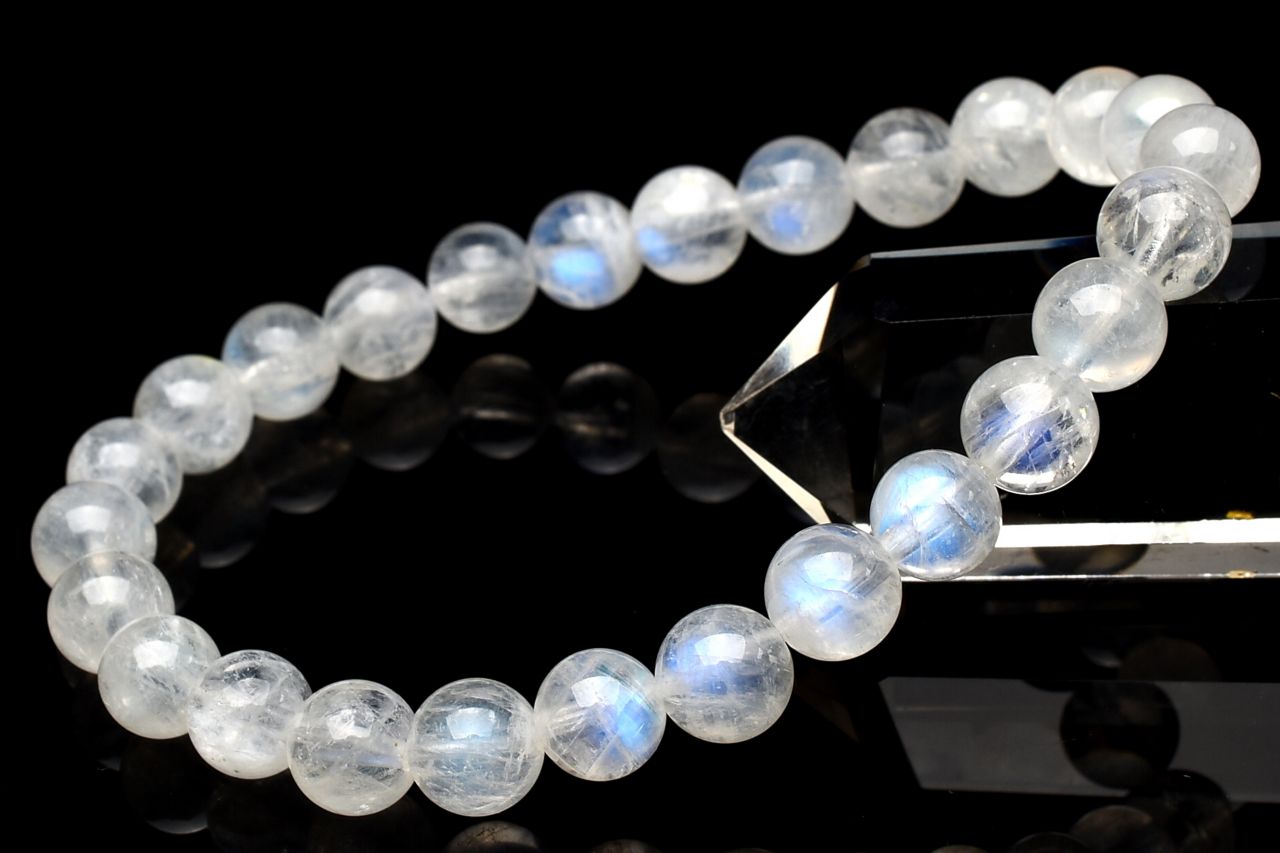  1点物 幻想シラー インド産 ムーンストーン 7mm ブレスレット _U8916
