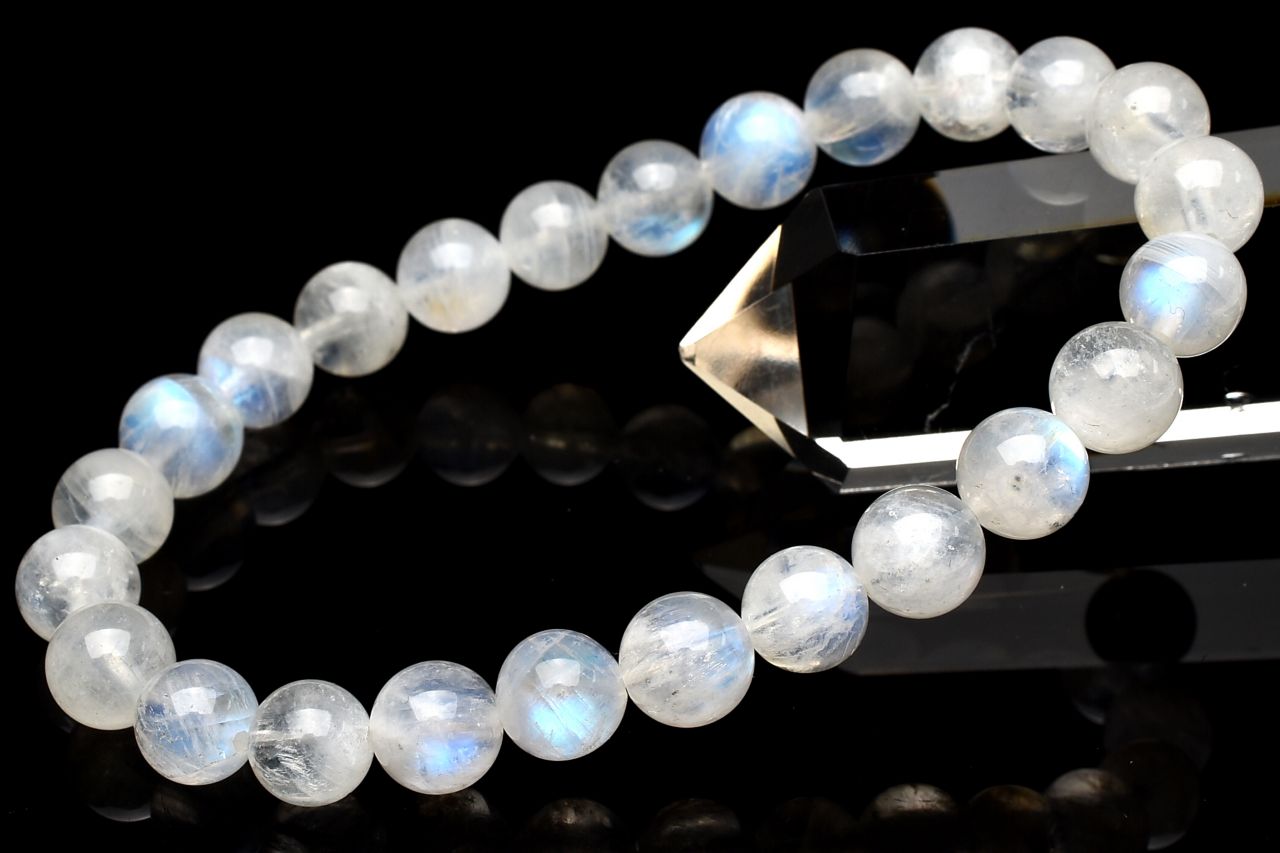  1点物 幻想シラー インド産 ムーンストーン 7.5mm ブレスレット _U8919