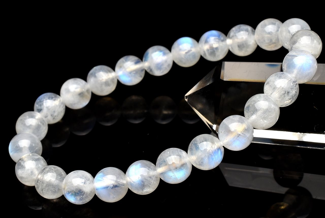  1点物 幻想シラー インド産 ムーンストーン 7.5mm ブレスレット _U8920