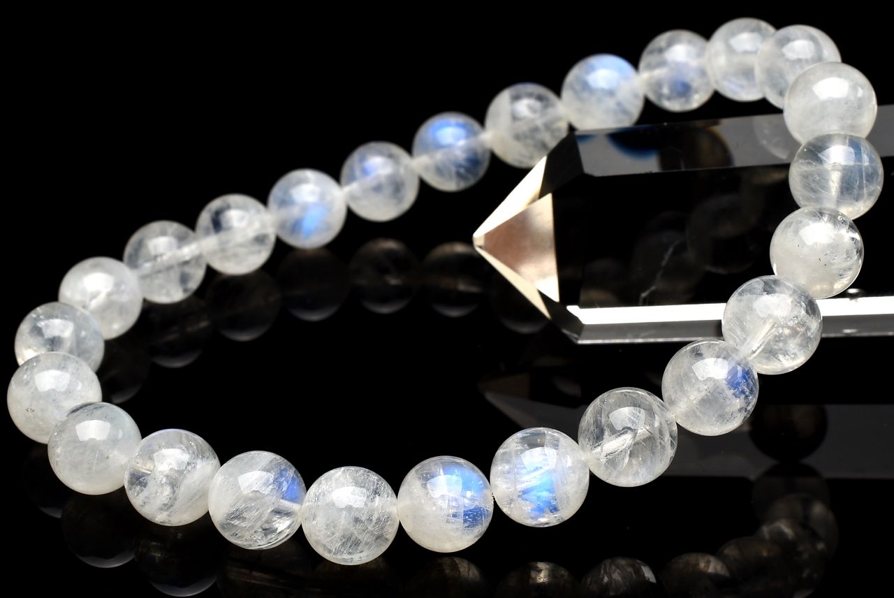  1点物 幻想シラー インド産 ムーンストーン 7.5mm ブレスレット _U8921