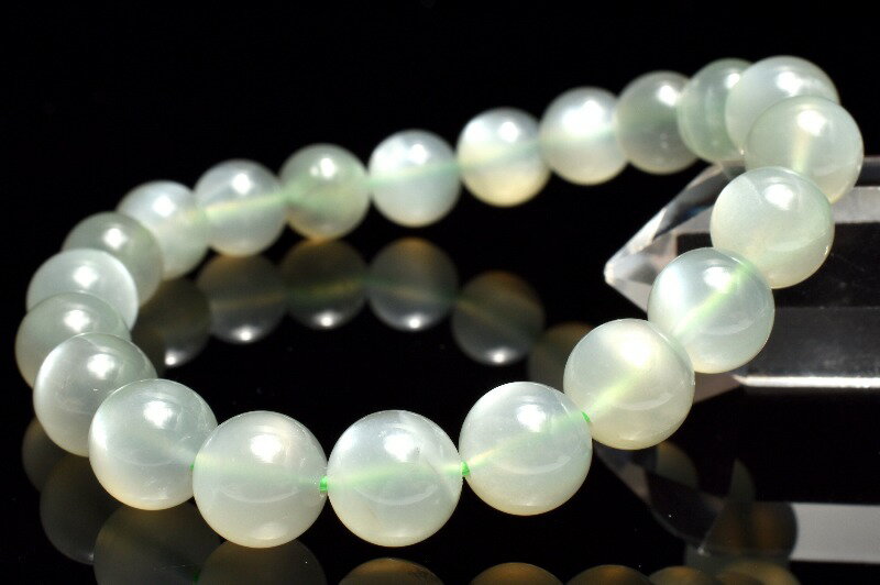  1点物 インド産 希少カラー グリーンムーンストーン 9mm ブレスレッ...
