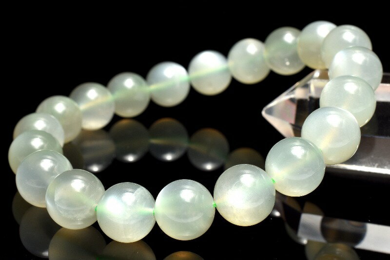  1点物 インド産 希少カラー グリーンムーンストーン 9.5mm ブレスレ...