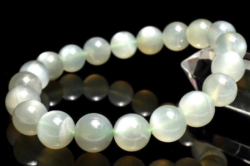  1点物 インド産 希少カラー グリーンムーンストーン 10mm ブレスレッ...