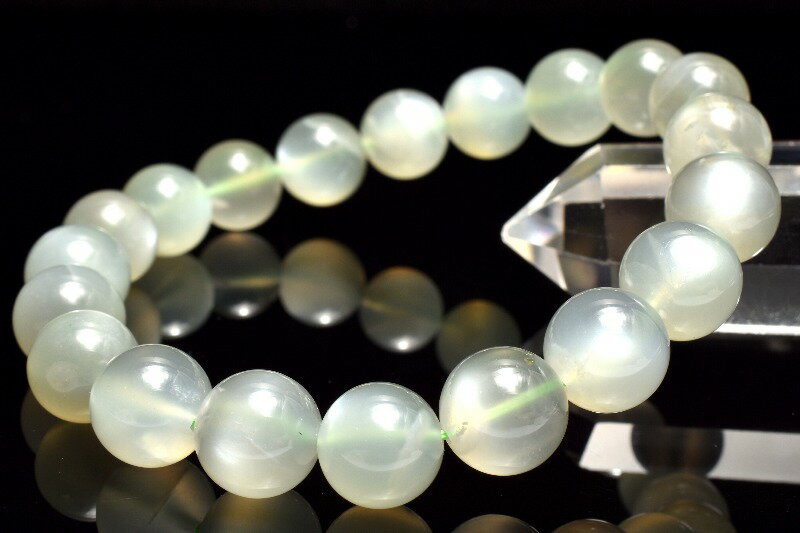  1点物 インド産 希少カラー グリーンムーンストーン 10mm ブレスレッ...