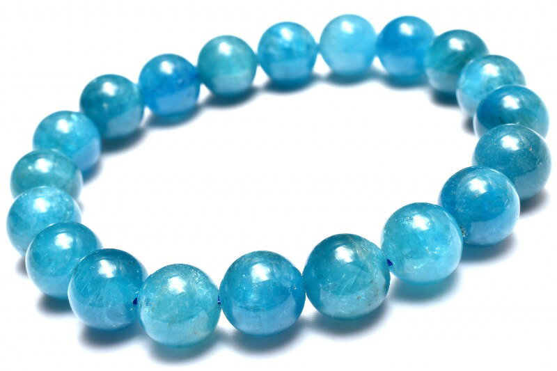  1点物 爽やかネオン ブラジル産 ブルーアパタイト 9.5mm ブレスレッ...