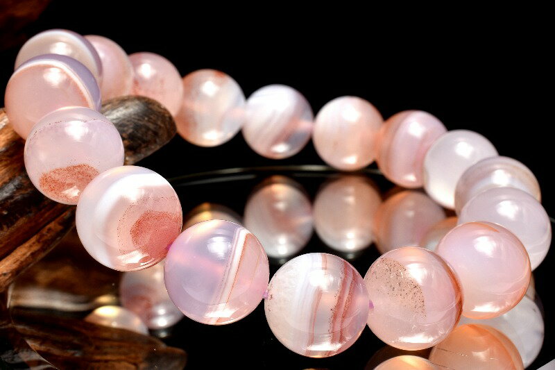  1点物 淡桃色に溶け込む朱砂の彩り シナバーインカルセドニー 12.5mm...