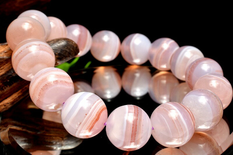  1点物 淡桃色に溶け込む朱砂の彩り シナバーインカルセドニー 14mm ...