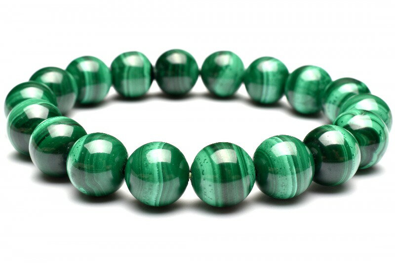  1点物 美麗 縞模様 マラカイト(孔雀石) 11mm ブレスレット _MC4373